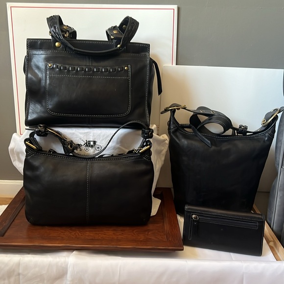 Coach Bleecker Black Leather Set - Shopper, Convertible Duffle, Demi Bag, Wallet - Picture 5 of 15